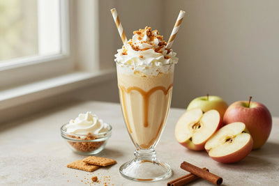 Caramel Apple Crisp Milkshake in a glass