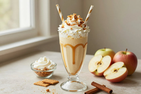 Caramel Apple Crisp Milkshake in a glass