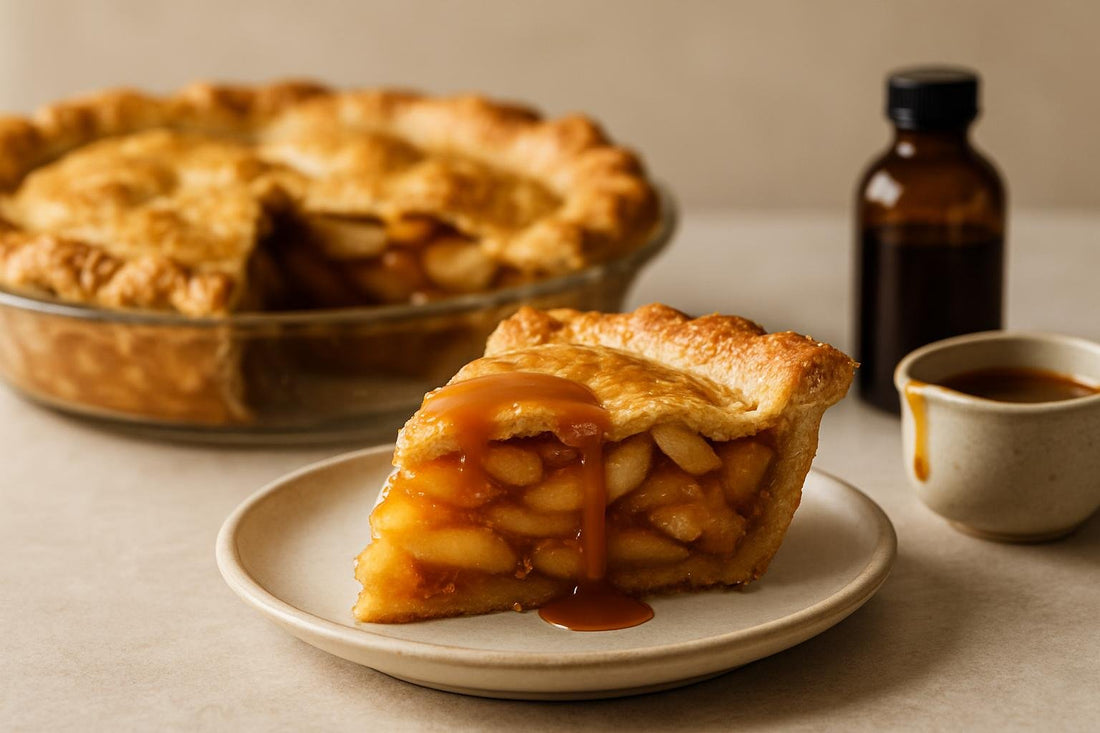 Slice of caramel apple pie