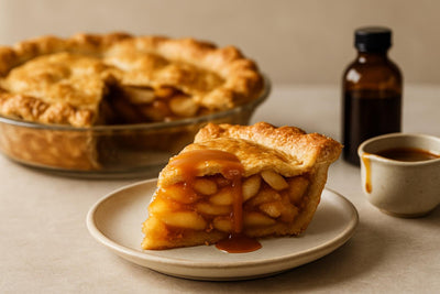 Slice of caramel apple pie