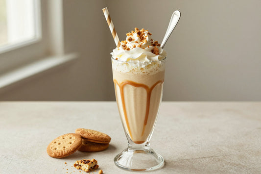 Caramel Cookie Crunch Milkshake in a glass