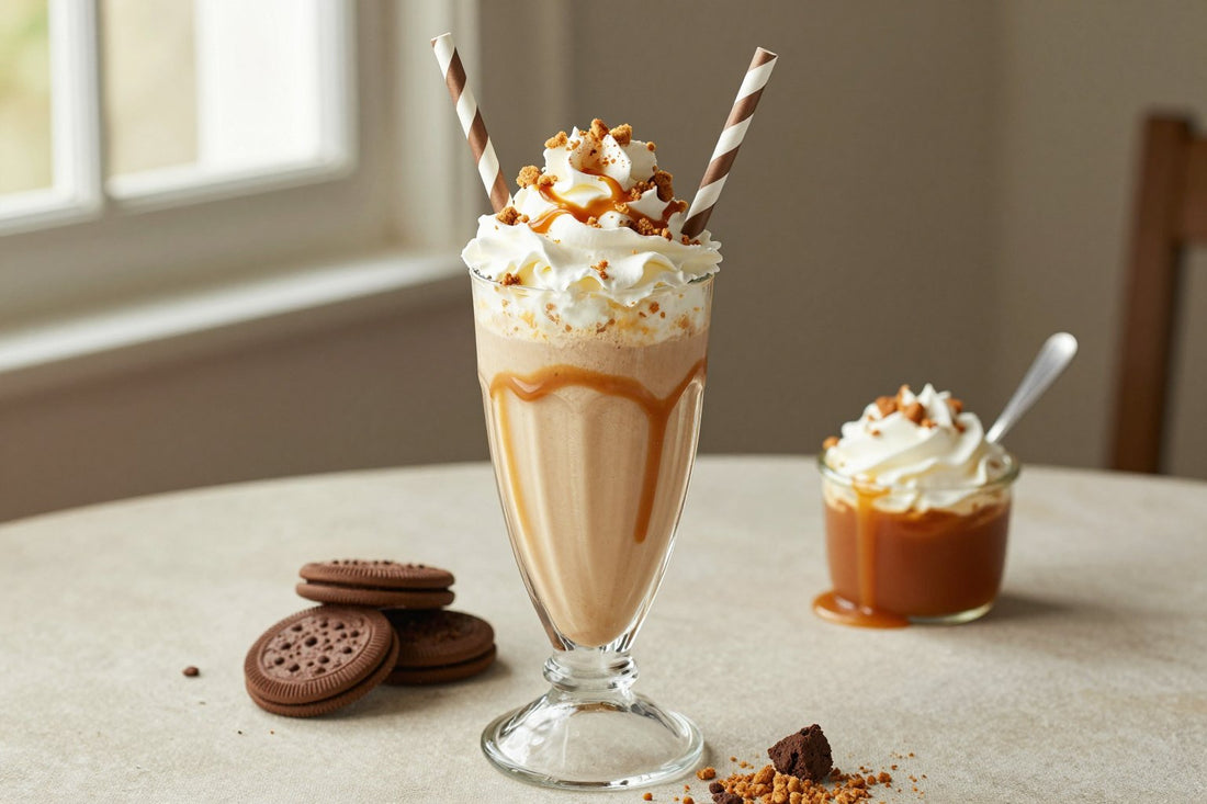 Caramel Cookies & Cream Milkshake in a glass