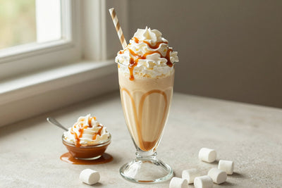 Caramel Marshmallow Milkshake in a glass