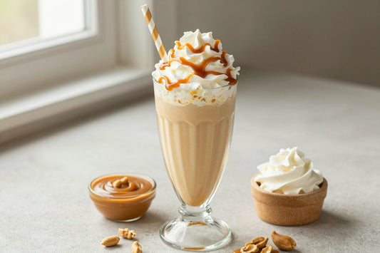 Caramel Peanut Milkshake in a glass