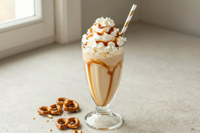 Caramel Pretzel Milkshake in a glass
