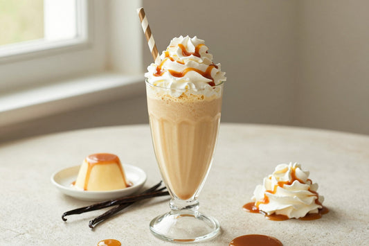 Caramel Pudding Milkshake in a glass