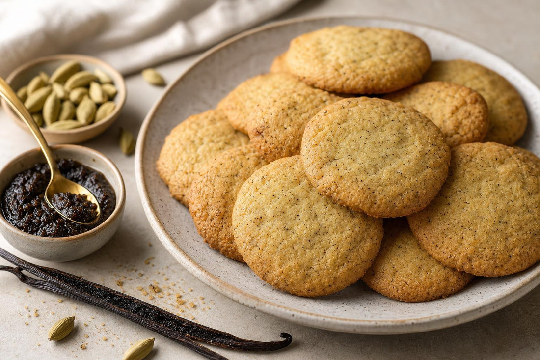 Cardamom vanilla cookies made with Indonesian vanilla
