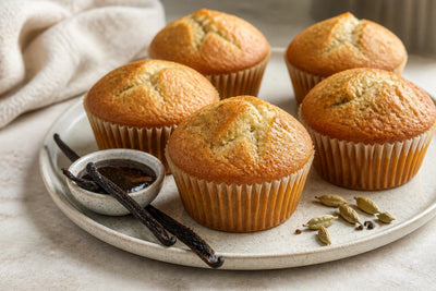 Cardamom vanilla muffins made with Madagascar vanilla