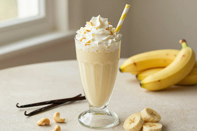 Cashew Banana Milkshake in a glass