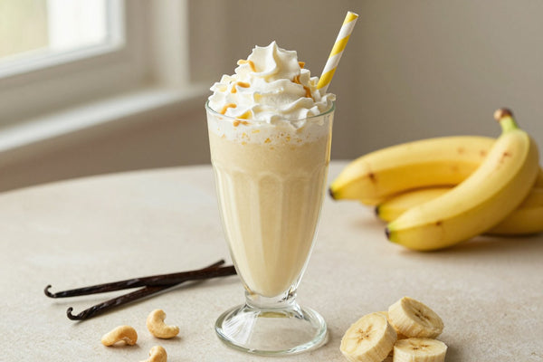 Cashew Banana Milkshake in a glass