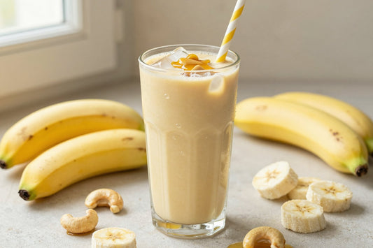 Cashew Butter Banana Smoothie in a glass