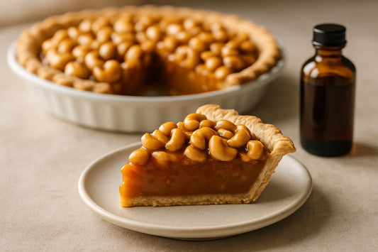 Slice of cashew caramel pie