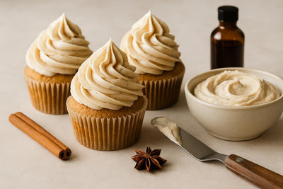 Cupcakes piped with chai buttercream frosting