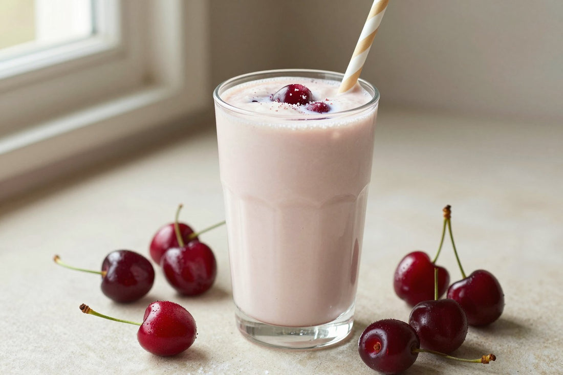 Cherry Greek Yogurt Smoothie in a glass