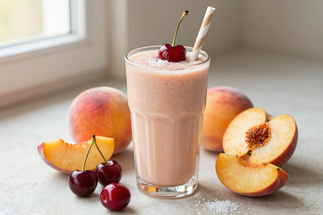 Cherry Peach Smoothie in a glass