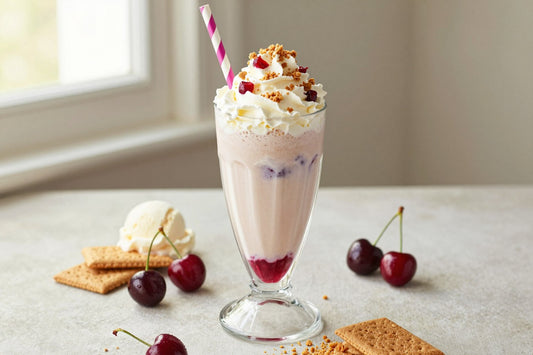 Cherry Vanilla Pie Milkshake in a glass