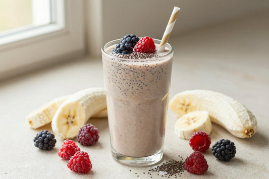 Chia Berry Breakfast Smoothie in a glass