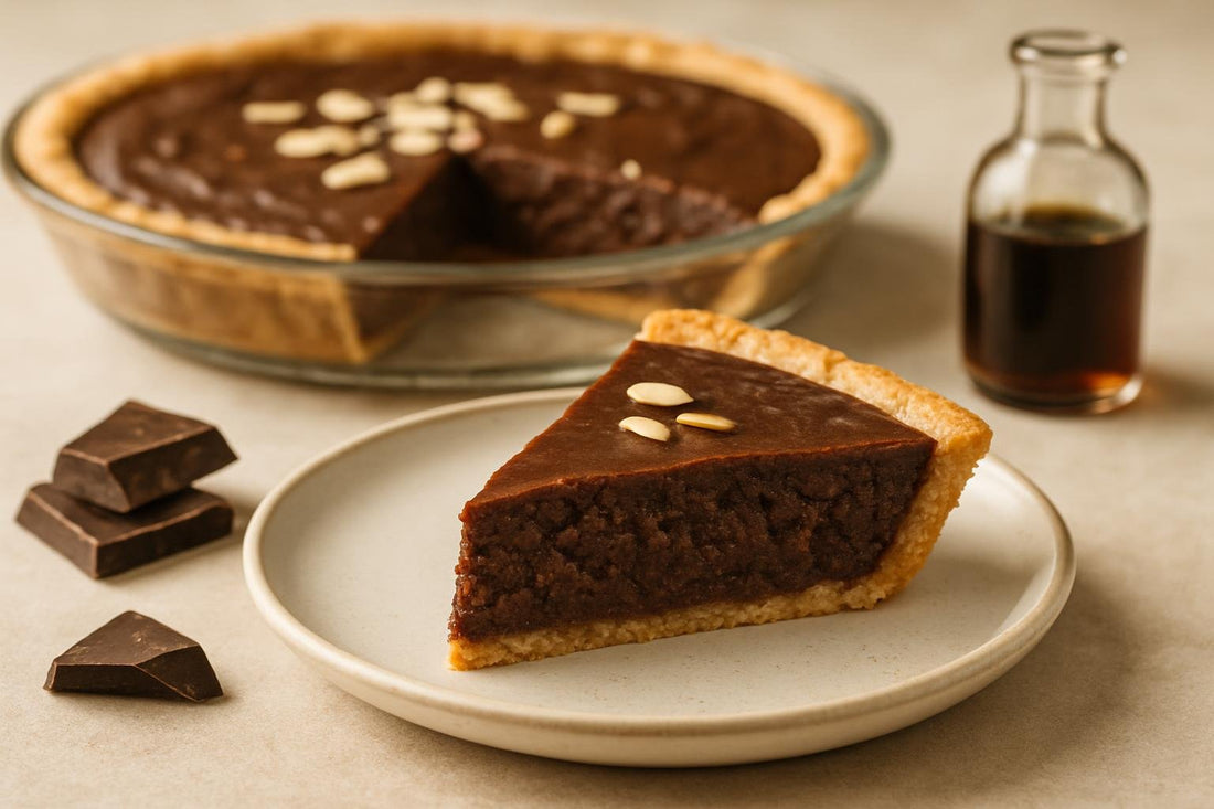 Slice of chocolate almond pie