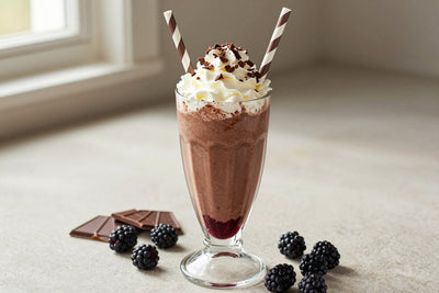 Chocolate Blackberry Milkshake in a glass