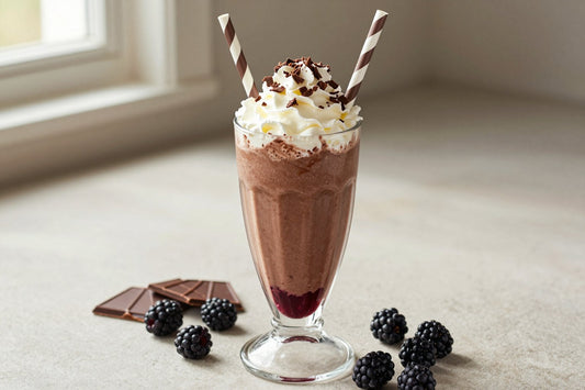Chocolate Blackberry Milkshake in a glass