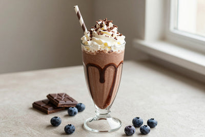Chocolate Blueberry Milkshake in a glass
