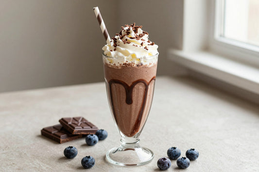 Chocolate Blueberry Milkshake in a glass
