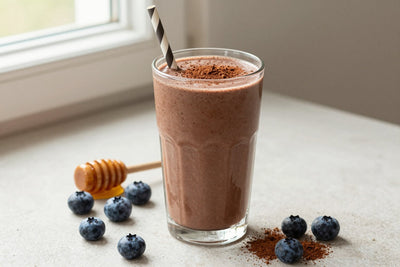 Chocolate Blueberry Smoothie in a glass