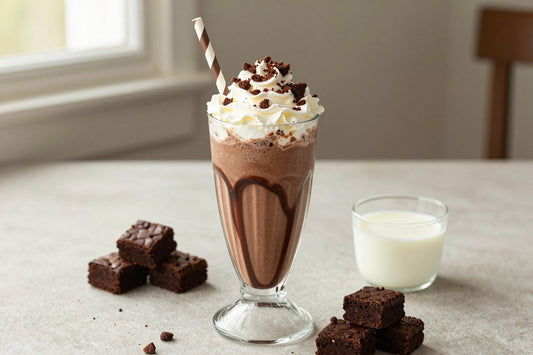 Chocolate Brownie Milkshake in a glass