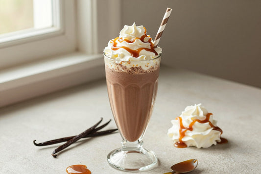 Chocolate Caramel Milkshake in a glass