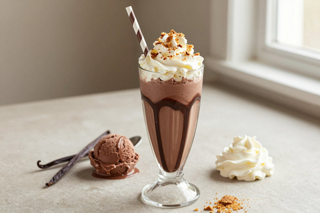 Chocolate Cheesecake Milkshake in a glass