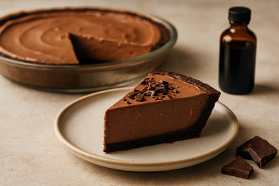 Slice of chocolate cheesecake pie