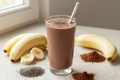 Chocolate Chia Protein Smoothie in a glass