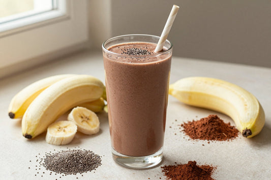 Chocolate Chia Protein Smoothie in a glass