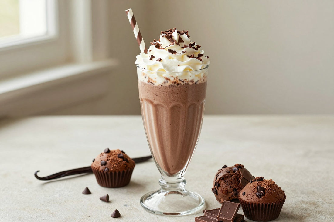 Chocolate Chip Muffin Milkshake in a glass