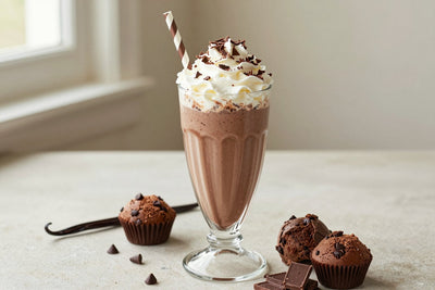 Chocolate Chip Muffin Milkshake in a glass