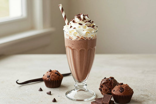 Chocolate Chip Muffin Milkshake in a glass