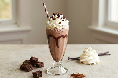 Chocolate Cookie Dough Milkshake in a glass