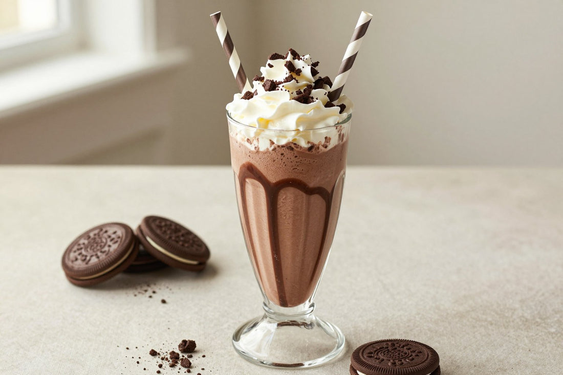 Chocolate Cookies & Cream Milkshake in a glass
