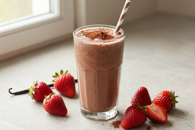 Chocolate Covered Strawberry Smoothie in a glass