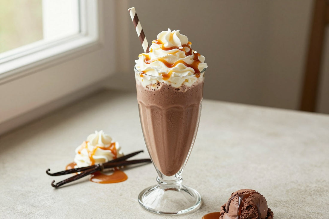 Chocolate Crème Brûlée Milkshake in a glass
