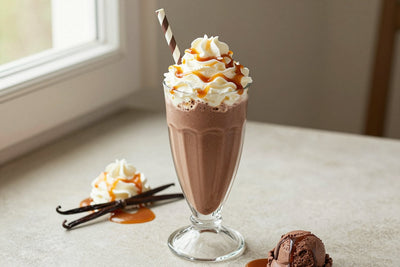 Chocolate Crème Brûlée Milkshake in a glass