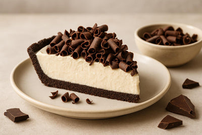 Slice of pie with chocolate curls