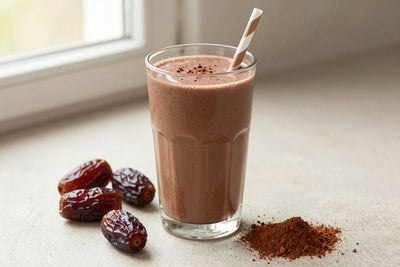Chocolate Date Protein Smoothie in a glass