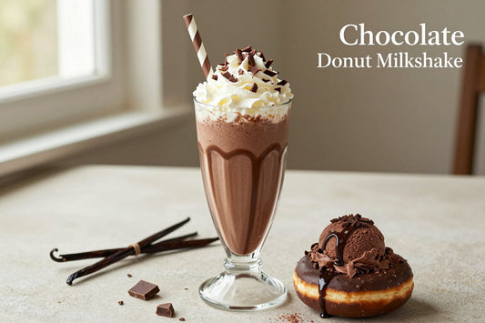 Chocolate Donut Milkshake in a glass