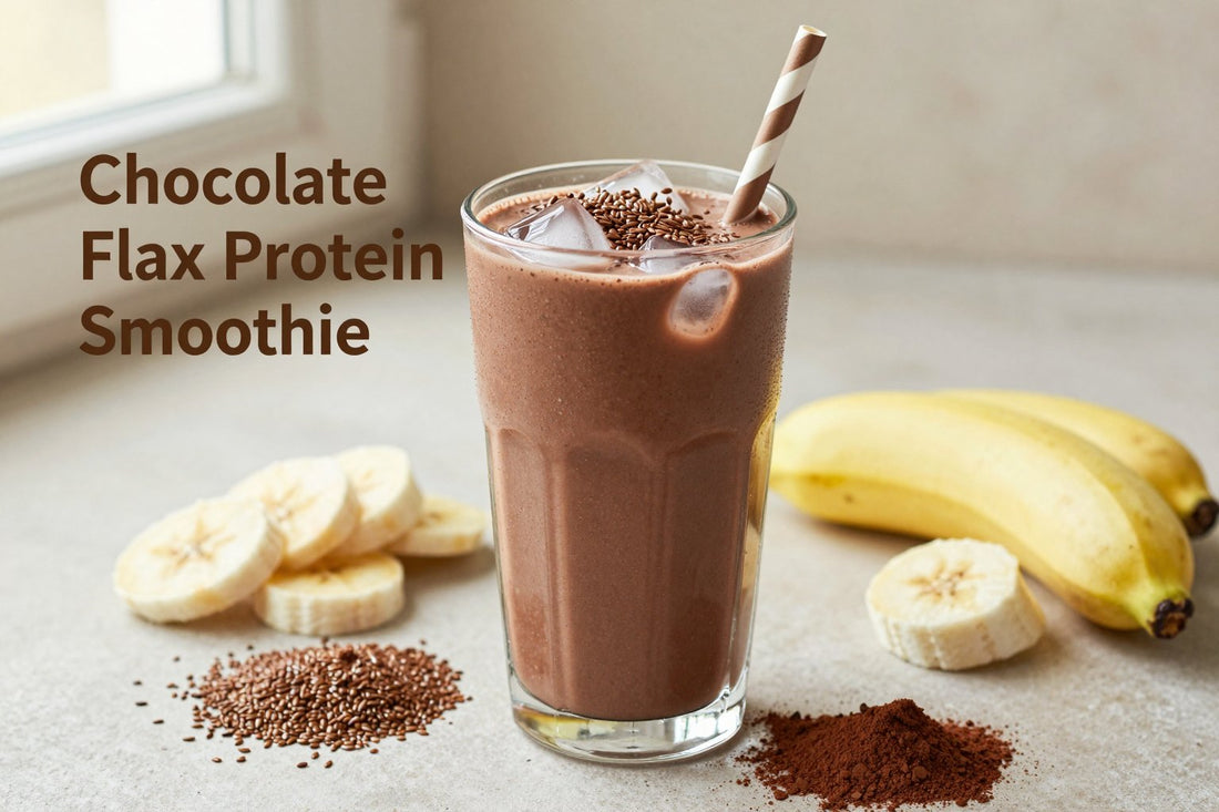 Chocolate Flax Protein Smoothie in a glass