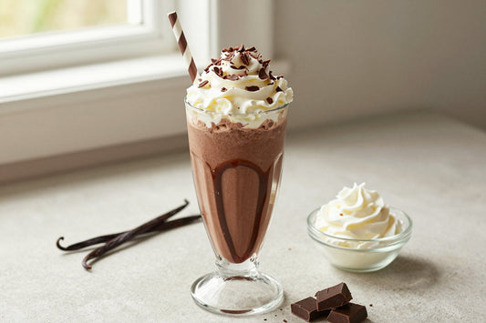 Chocolate Fudge Candy Milkshake in a glass