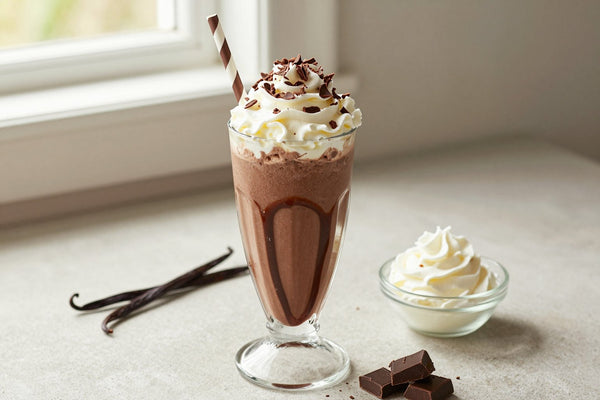 Chocolate Fudge Candy Milkshake in a glass
