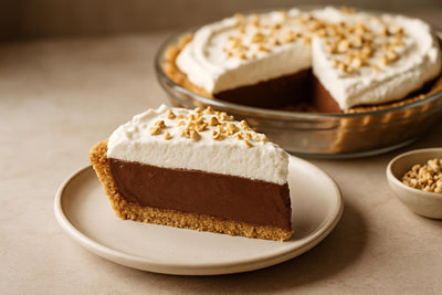 Slice of chocolate hazelnut cream pie
