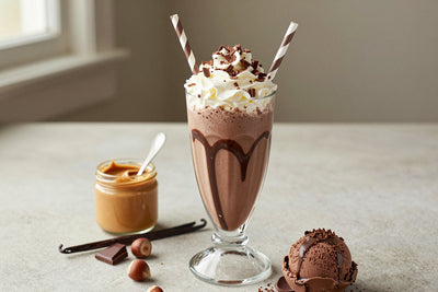 Chocolate Hazelnut Holiday Milkshake in a glass