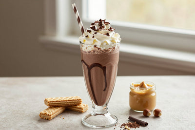 Chocolate Hazelnut Wafer Milkshake in a glass